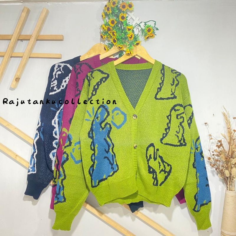 KARDIGAN DINO CROP OVERSIZE