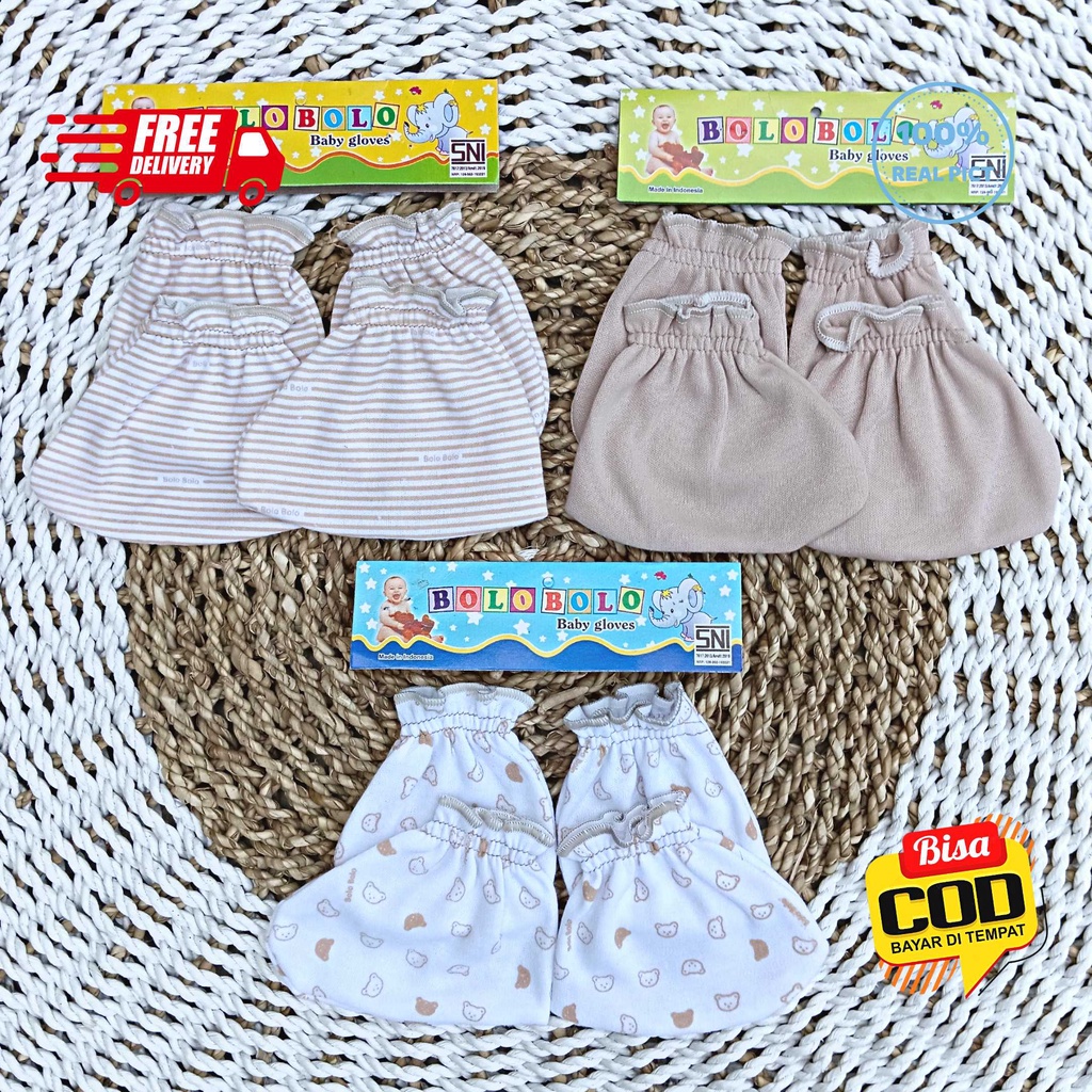 SALE 7.7 - 3 PCS Sarung Tangan 3 PCS Sarung Kaki Bolo-Bolo Serian Coklat Susu