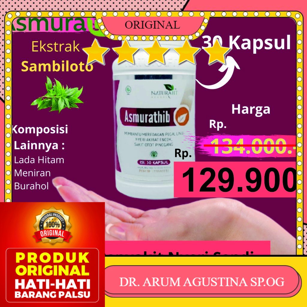 

100% ORIGINAL Asmurathib Obat Herbal Asam Urat / Obat Herbal Pegel Linu, Rematik, Nyeri sendi - isi 30 Kapsul