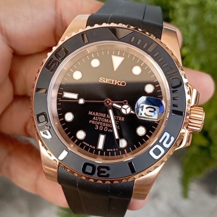 jam tangan seikomod mod yacht master rosegold marinemaster / submariner NH36