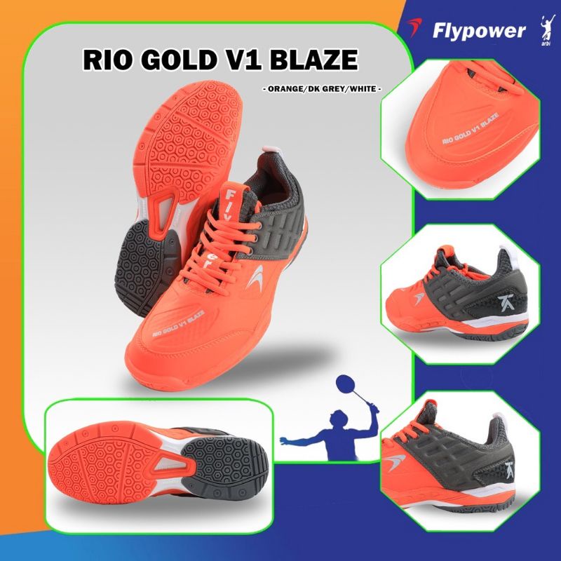 Sepatu Badminton Flypower Rio Gold V1 BLAZE