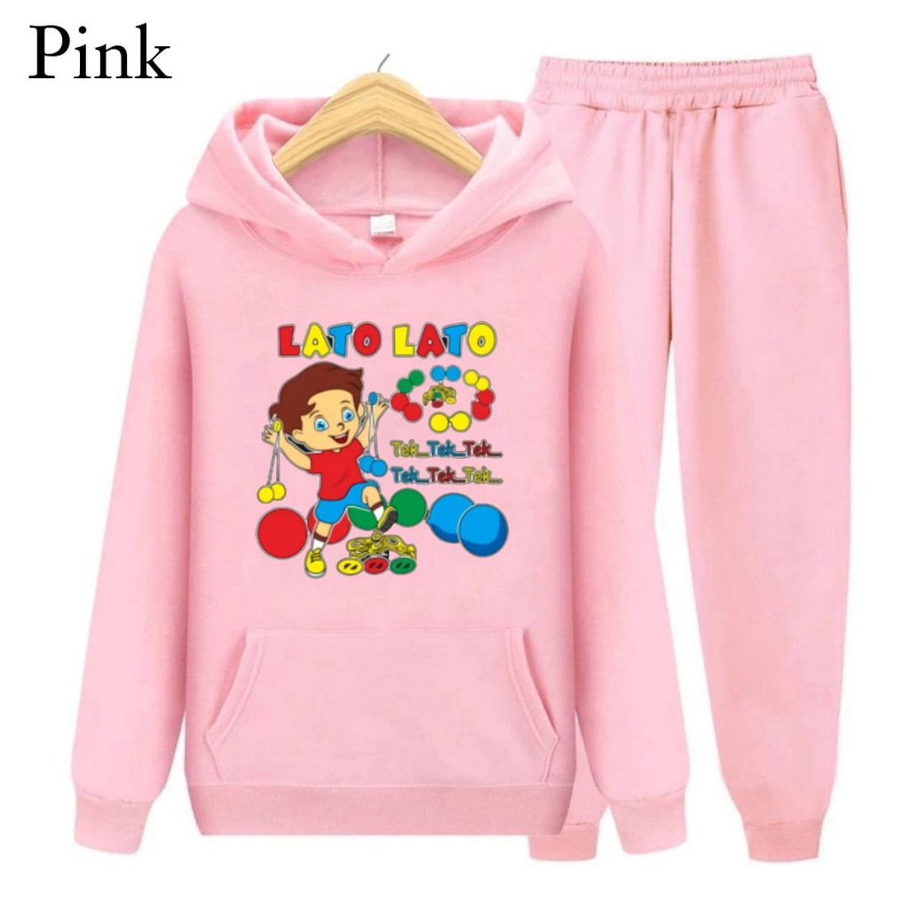 Hzl_outfit Setelan Hoodie Sweater Anak Anak Lato Lato Tek Tek Tek S.M.XL BAYAR DITEMPAT/COD