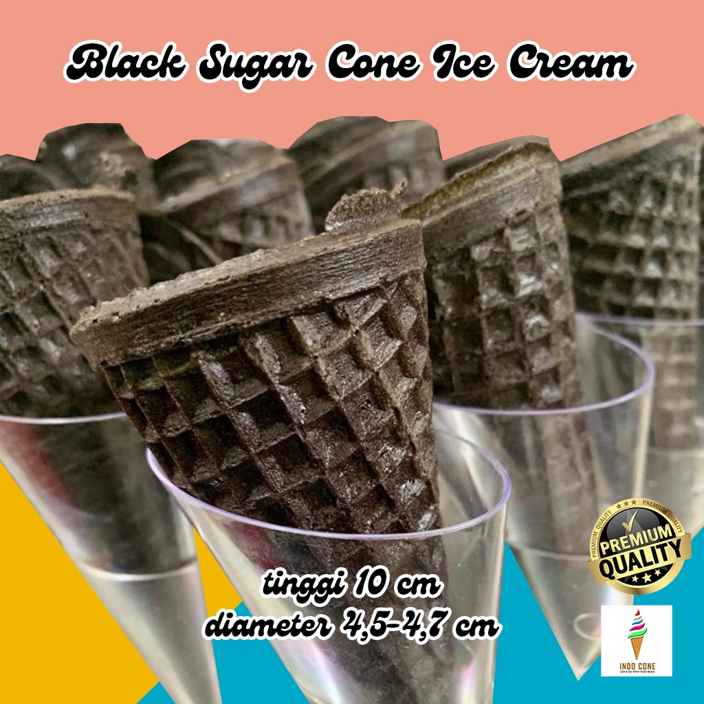 

Large Waffle Cone Ice Cream / Sugar Kon Es Krim Kerucut Besar Warna Hitam Gelato Premium