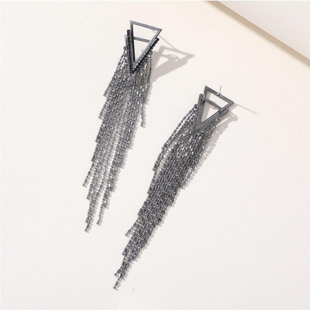 Mxbeauty Wanita Stud Earring Hadiah Minoritas Punk Rantai Panjang Fashion Desain Tembaga Segitiga Menjuntai Earring