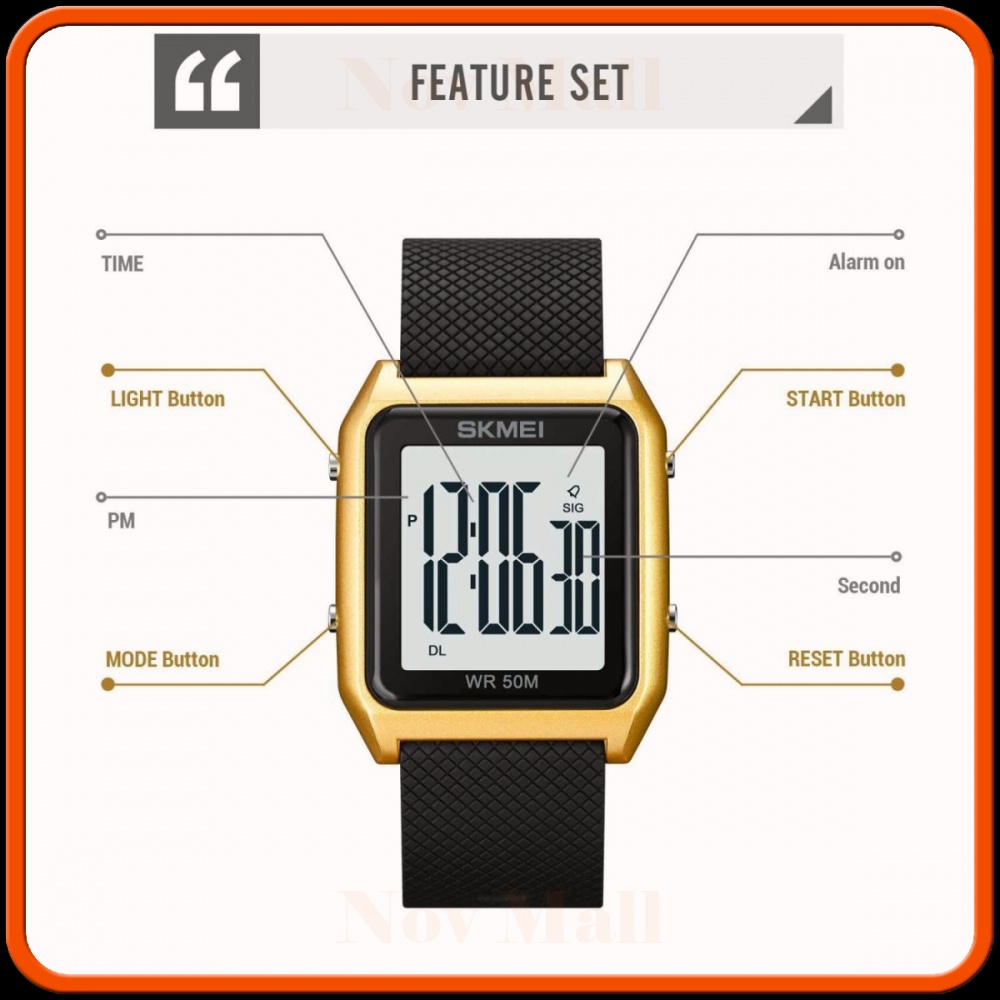SKMEI Jam Tangan Pria Digital Sport Watch Alarm Waterproof 50 M - 1866