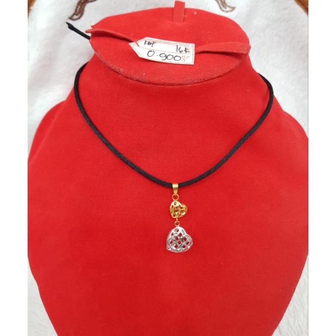 Lt2035E322E Liontin model love susun kombinasi emas putih berat 0.900 kadar 70% 16k