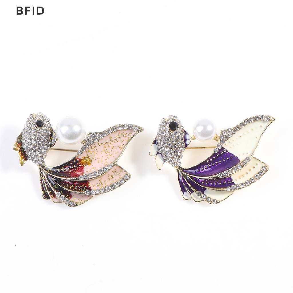 [BFID] 1pc Kristal Berlian Imitasi Ikan Mas Bros Wanita Brooch Pin Aksesoris Pakaian [ID]