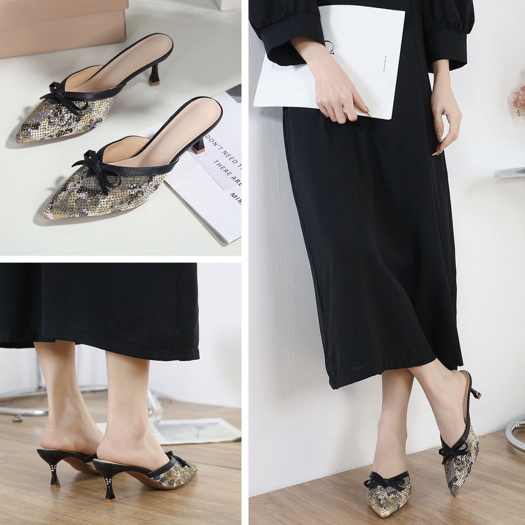 GSW SEPATU SANDAL HEELS 6CM PESTA WANITA IMPORT ( A8-10 ) Sepatu heels Pesta wanita Sandal Pesta Wanita import heels Pesta wanita import original Cassie