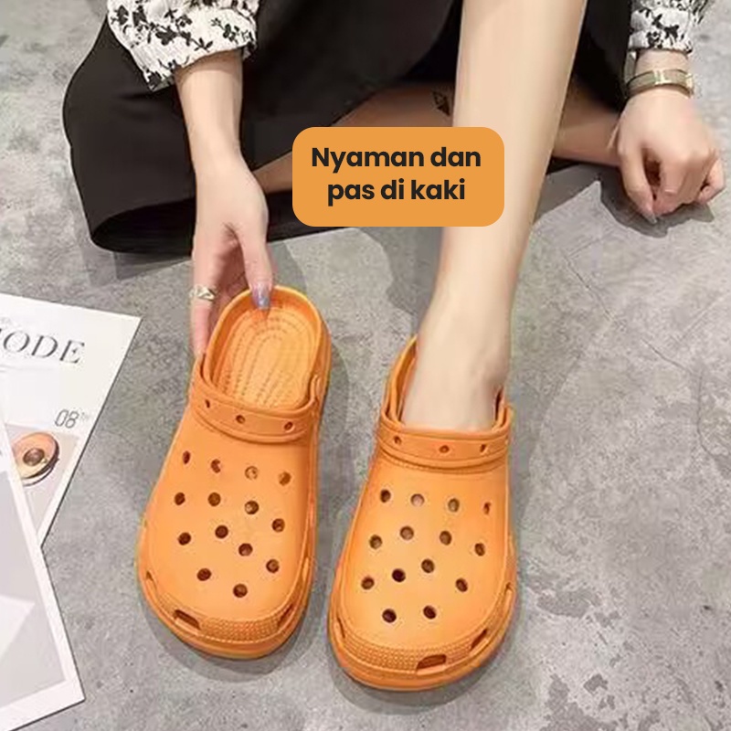 Mainland Sandal Baim Slop Wanita Sendal Crocs Lubang Pin Jibbits Tempelan Stiker Lucu Kekinian HSN124