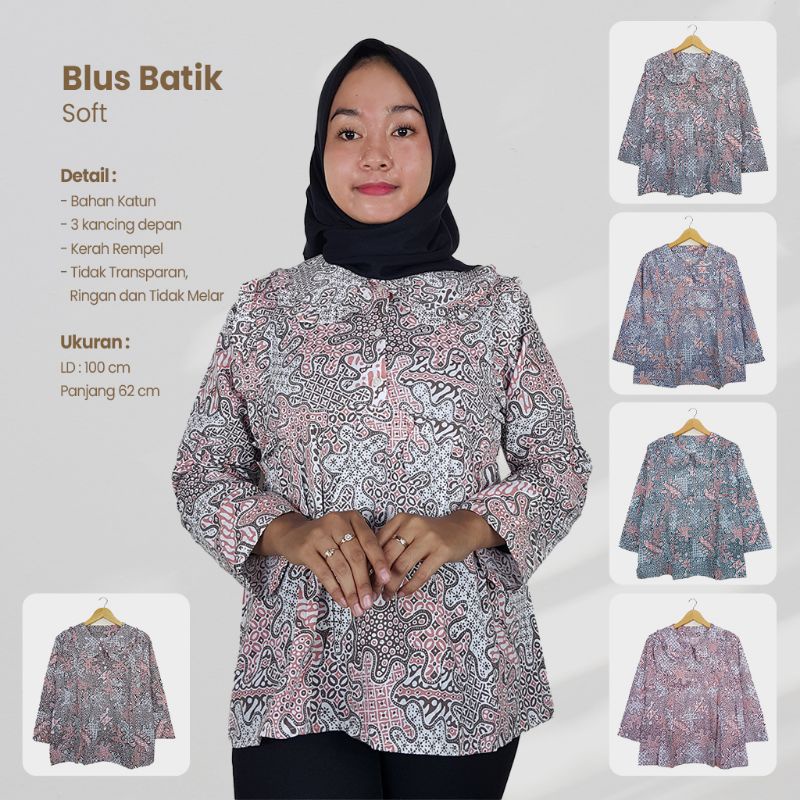 Blus Batik Soft Kerah Rempel - Naira Batik