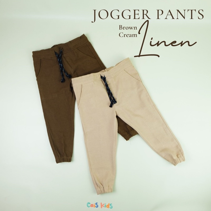 Jogger bahan katun nyaman Linen untuk anak 1 2 3 4 5 6 tahun