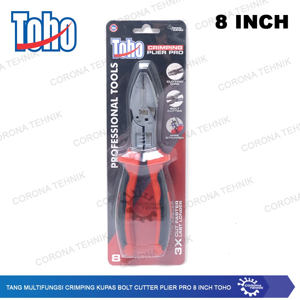 Bolt Cutter Plier Pro 8 Inch Toho Tang Multifungsi Crimping Kupas