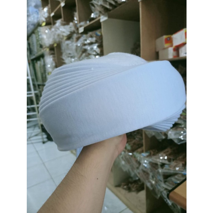 Peci Imamah Permanen Panjang 5 Meter Sorban Imamah Permanen 5 Meter - Putih, 5 (Q0F0) Premium Model 