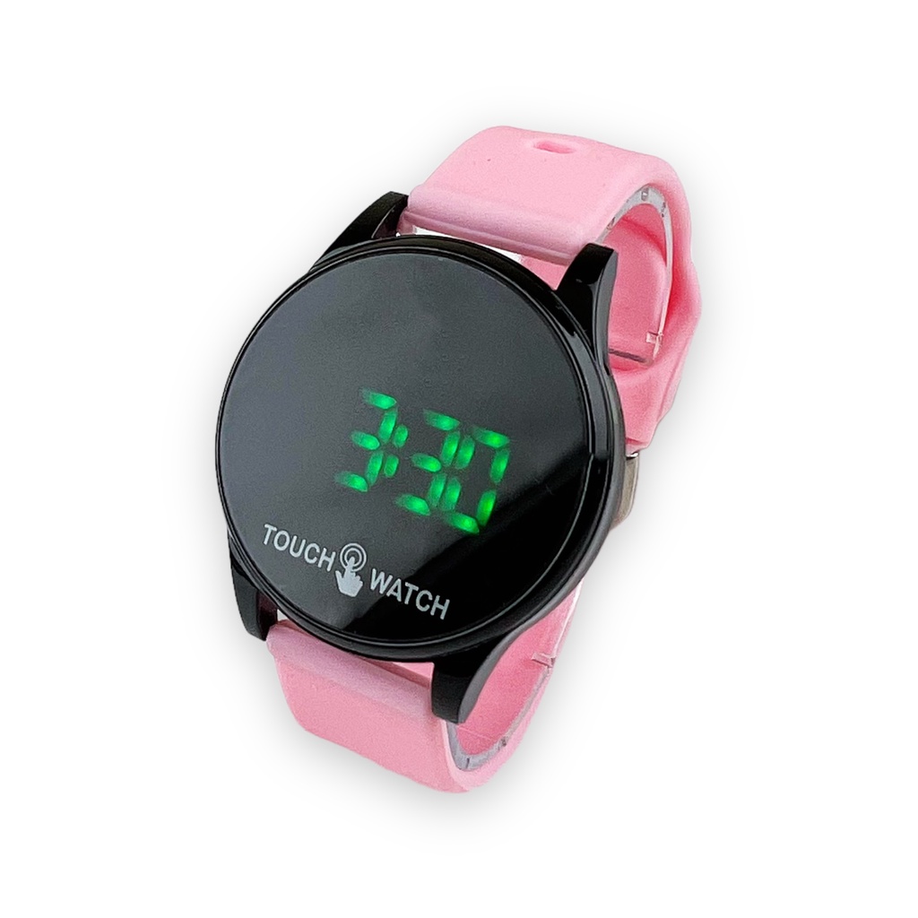 COD✅ Jam Tangan Digital Wanita Pria Watch LED Rubber Elektronik Touch Screen Harga Murah    S1201-S1267-Pink