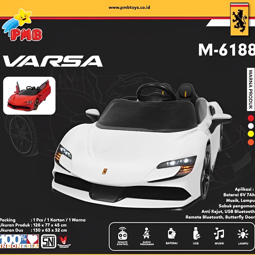 Mainan Mobil Aki Anak Anak PMB M6188 Ferrari Varsa