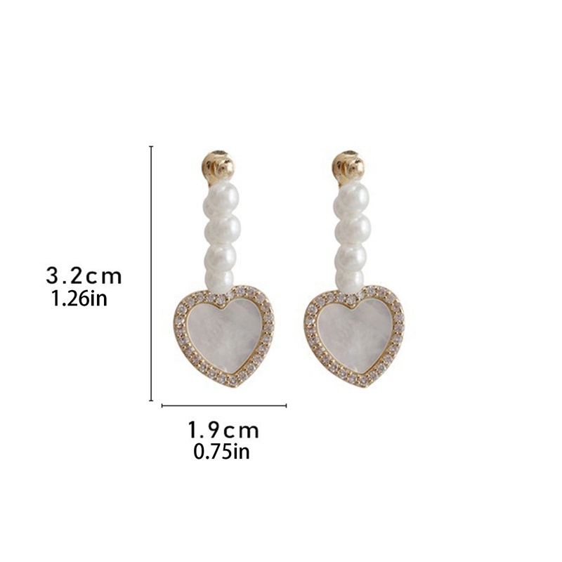 Desain Fashion Mutiara Berlian Anting Hati Temperamen Manis Anting Wanita Perhiasan Tinggi Pasangan Aksesoris Pesta Ulang Tahun