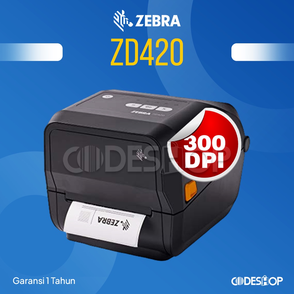 Printer Label Zebra ZD 420 Cetak Direct Thermal Transfer 300 DPI