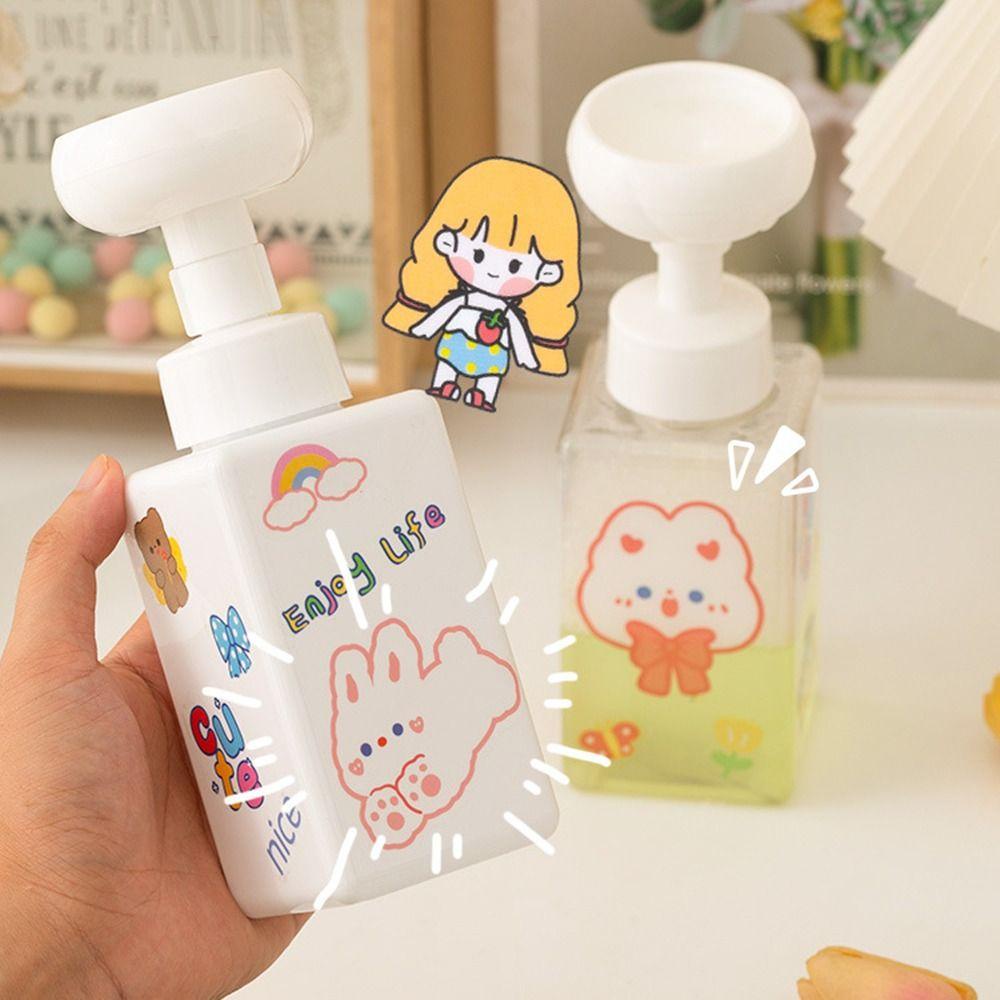 [Elegan] Dispenser Sabun Bunga Travel Portable Kartun Pembersih Wajah Kamar Mandi Wadah Kosmetik Alat Pembersih Wajah Sanitizer Foamer Botol Isi Ulang