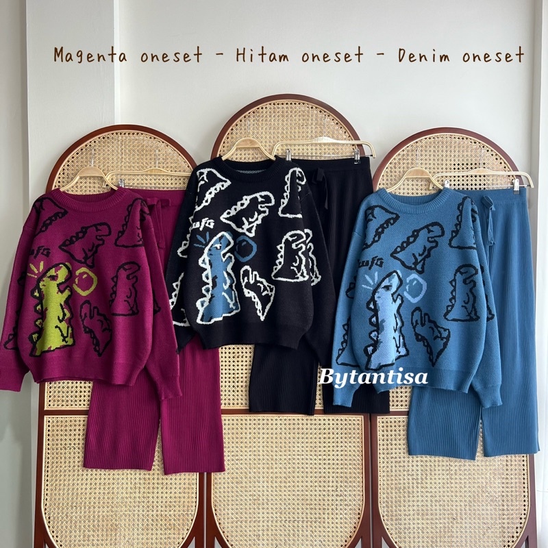 ONESET SETELAN RAJUT DINO