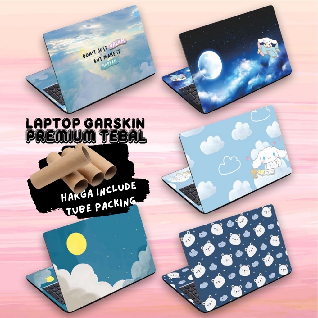 Garskin Laptop Anti Gores Blue Sky Pastel Cinnamoroll Penguin Ice Bear Premium  Full set 10 12 13 14 15 inch  Acer Lenovo Asus Macbook Dell