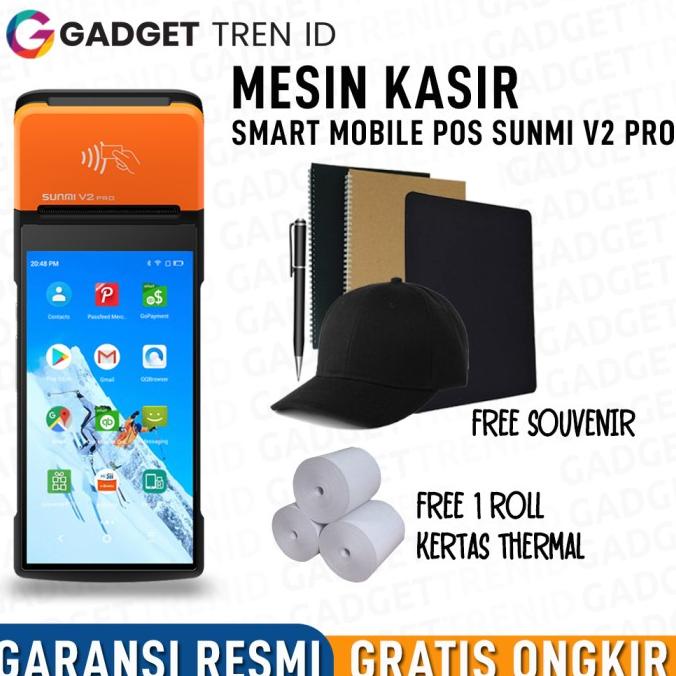 Mesin Kasir Android SUNMI V2 Pro 2/16GB 4G NFC Thermal Printer Barcode