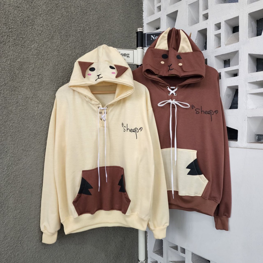 ( Isi 2 Pcs ) jaket sweater pasangan couple sheep hodie / jaket pasangan pacar warna lucu imut / jak