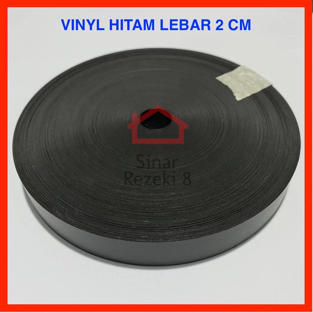 GROSIR 20 mm Edging HITAM 200 METER / Vinil Vynil Dof Dop PVC Edging taco Plimir Roll Vinyl