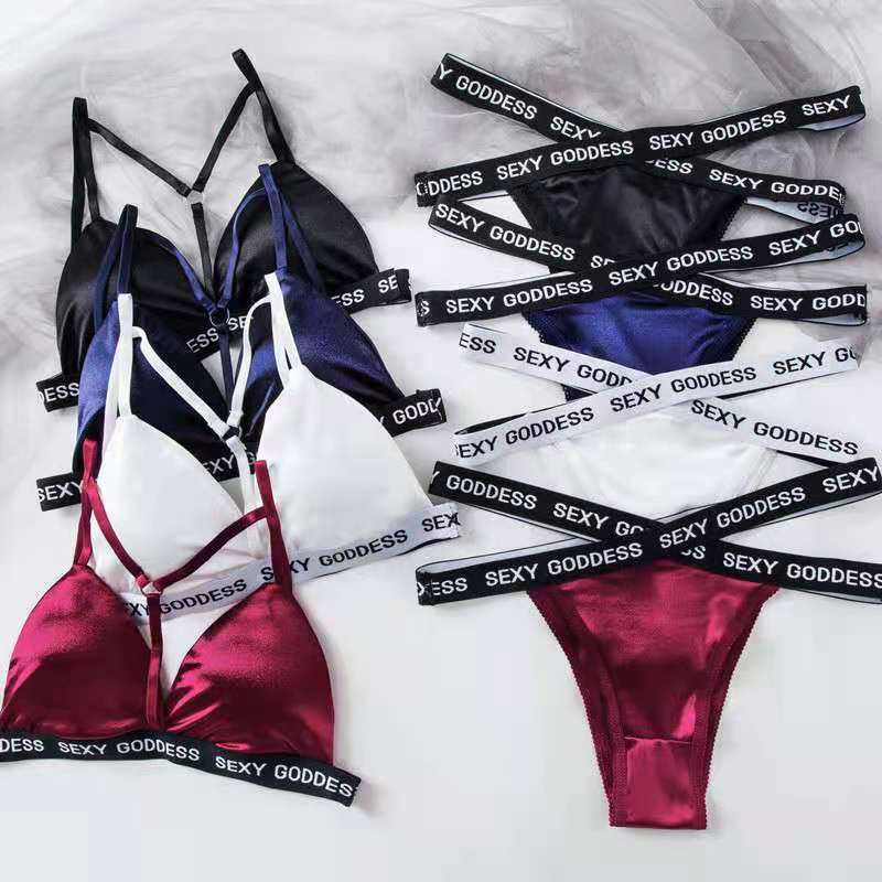 BV.ID BS1030 Lingerie Wanita Sexy lingeri Set Motif Satin transparan Seksi Set + G-String Wanita