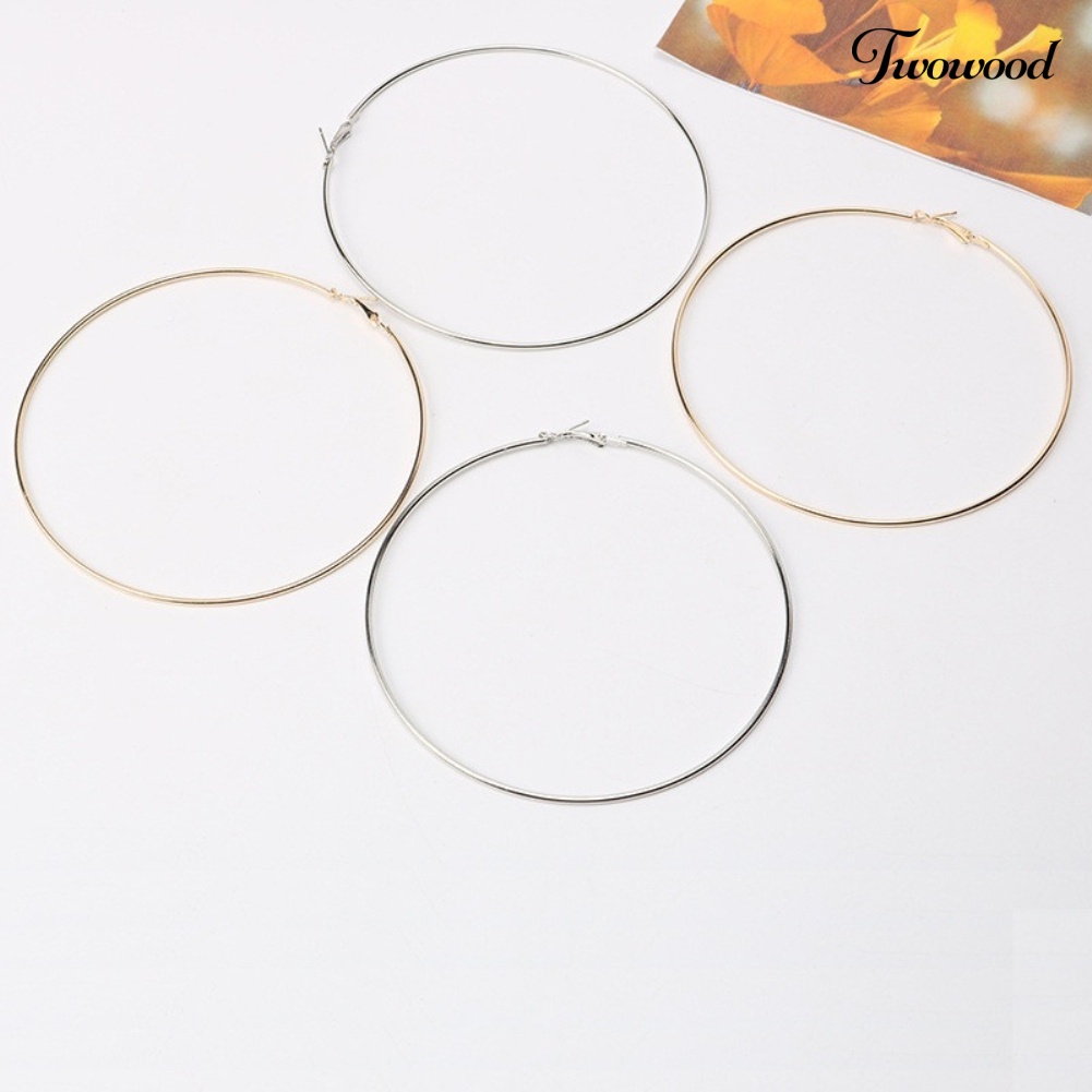 Twowood Simple Wanita Berongga Lingkaran Besar Hoop Earrings Pesta Pernyataan Perhiasan Hadiah Teman