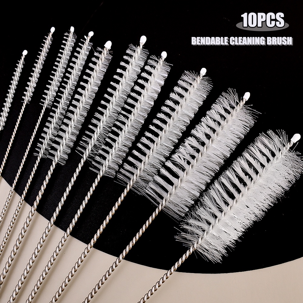 10pcs/set Pipet Tabung Reaksi Sikat Botol Bayi Sikat Pembersih Stainless Steel Rumah Tangga Multifungsi Alat Pembersih Set Minum Sedotan Cup Cleaning Brush