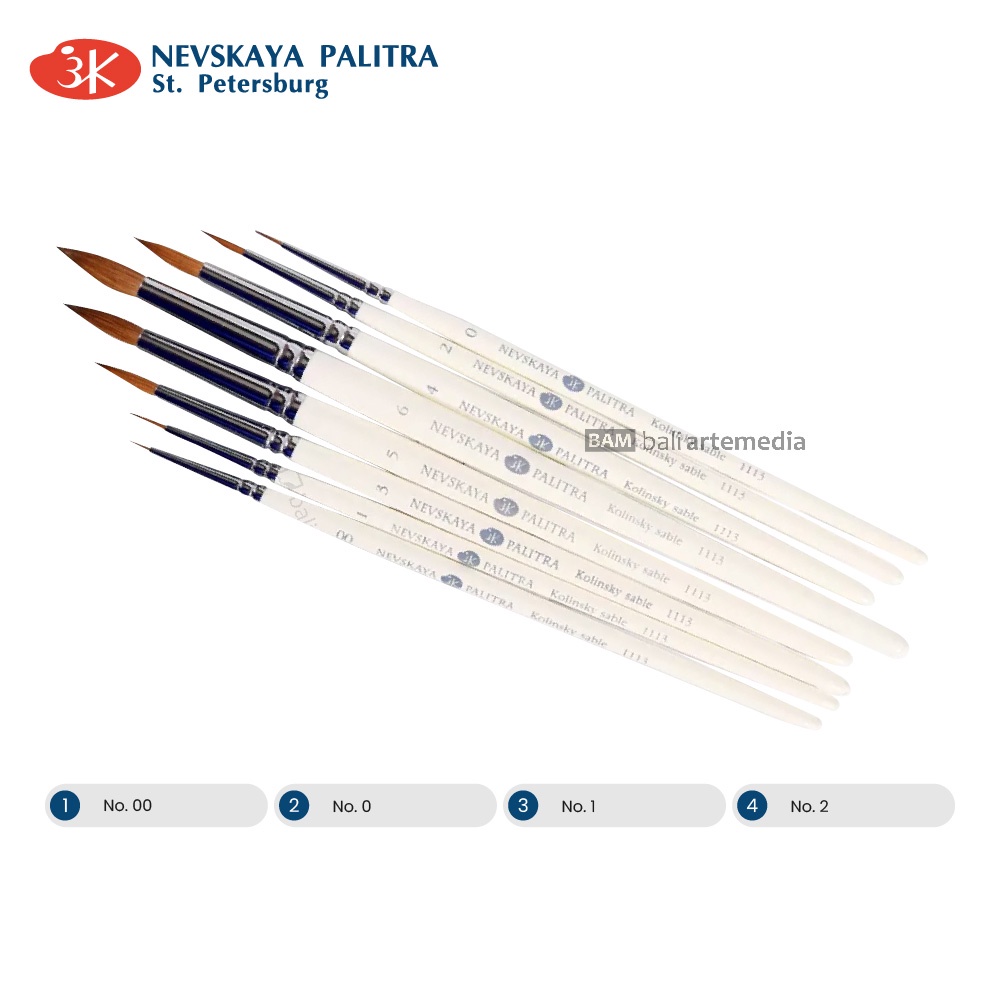 Kuas Cat Alat Melukis Nevskaya Palitra White Night Pure 100% Natural Kolinsky Brush (1/2) Terlaris By Bali Artemedia