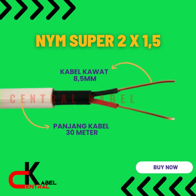 KABEL LISTRIK KAWAT NYM SUPER 2 x 1,5 (30 METER)