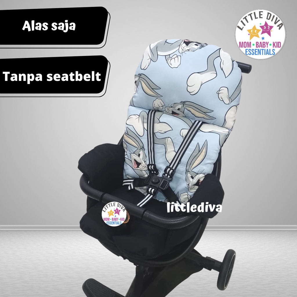 Stroller Pad Egg 55 JP BUGS BUNNY BLUE - Alas Stroller TANPA TALI SEATBELT Telur Akachan Kereta dorong bayi fit to baobaohao v5 v8 v18 baobao bao trike