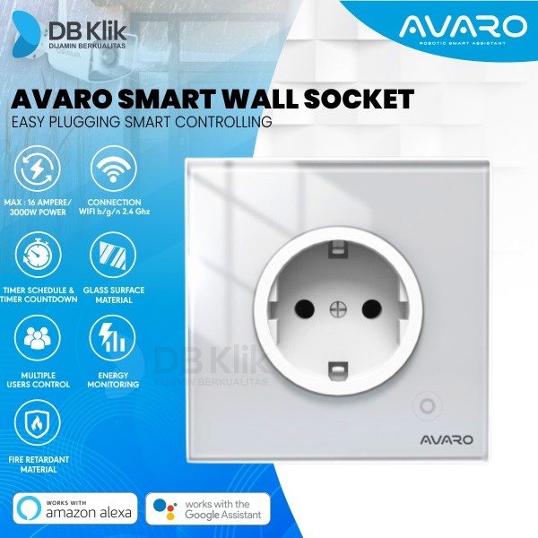 Smart Wall Socket Avaro WS01 - Wifi Smart Socket Colokan Listrik 3000W