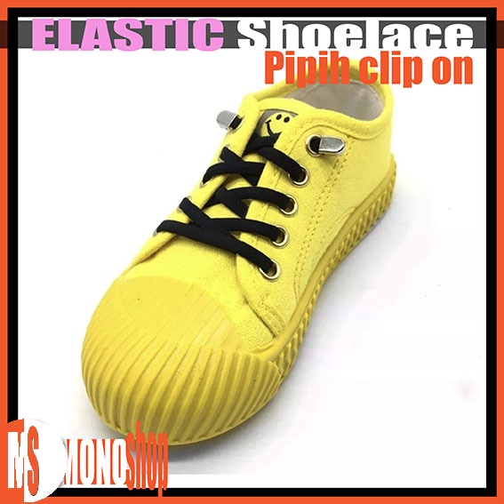 lazy lace tali sepatu elastis pipih lock clip elastic shoelace model pipih