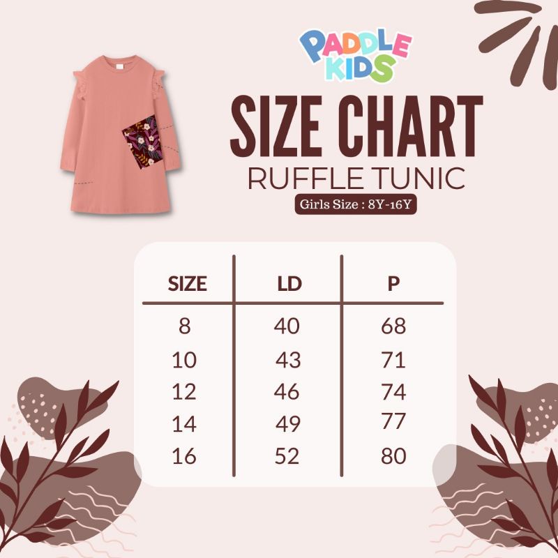 Tunic Anak Perempuan Panjang 8-16 Tahun