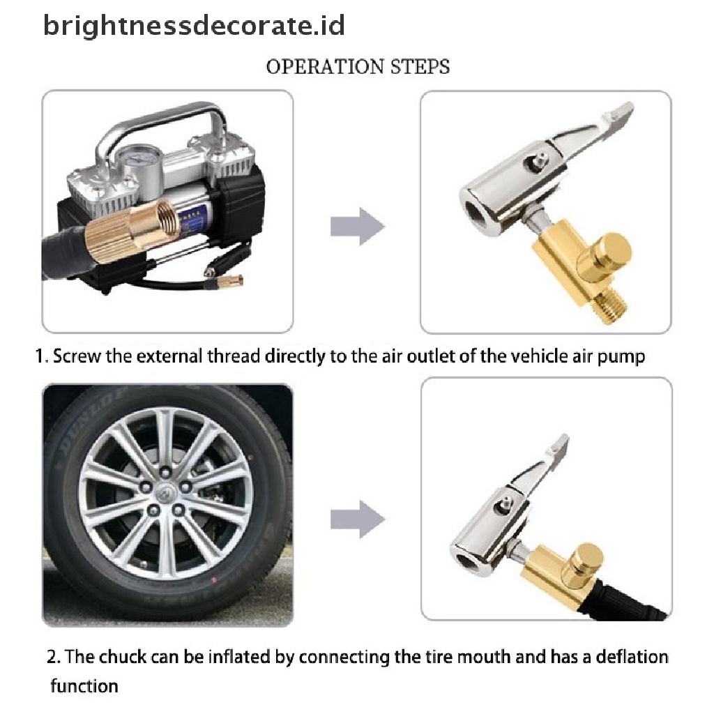 [Birth] Stainless Steel Tire Chucks Angin Kompresor Air Chucks Tire Inflation Nozzle [ID]