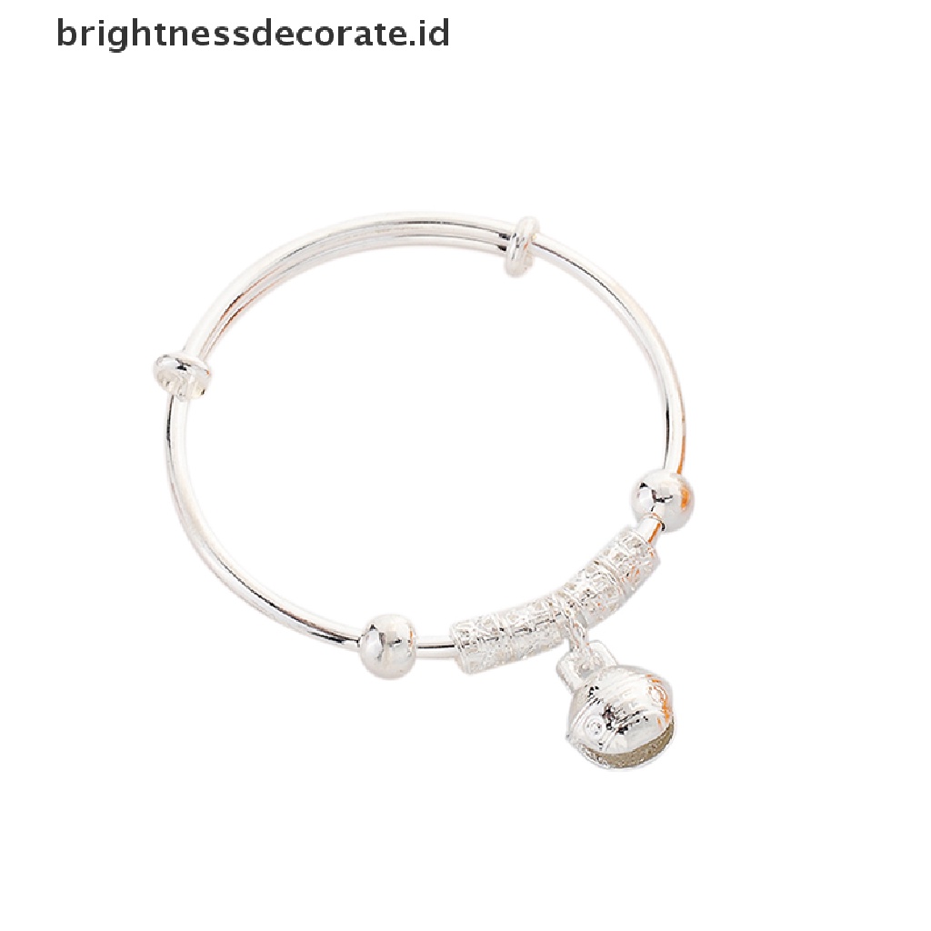 [Birth] Vintage Fashion Wanita Bell Perhiasan Perak Disepuh Cuff Gelang Pesona Bangle Hadiah [ID]