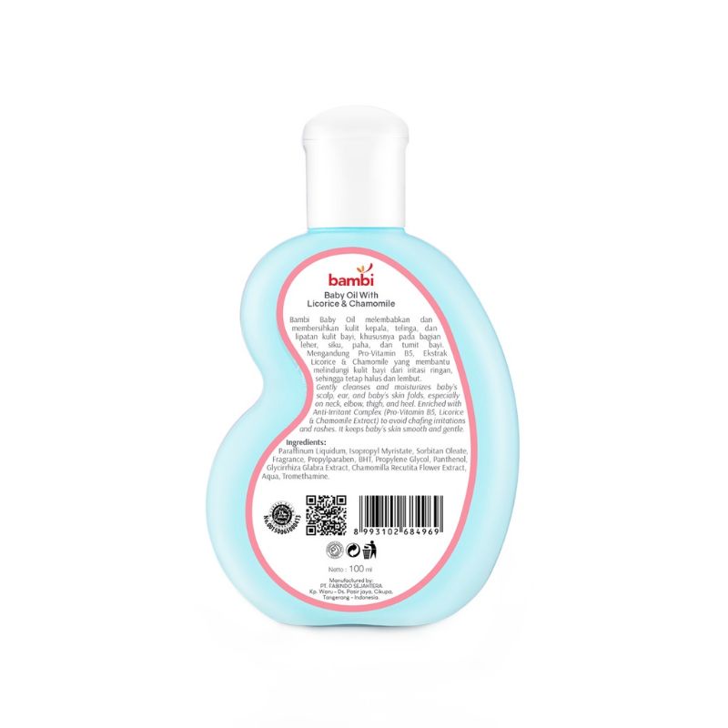 Bambi Baby Oil 100ml Minyak Pijat Bayi Kulit Normal Sensitif