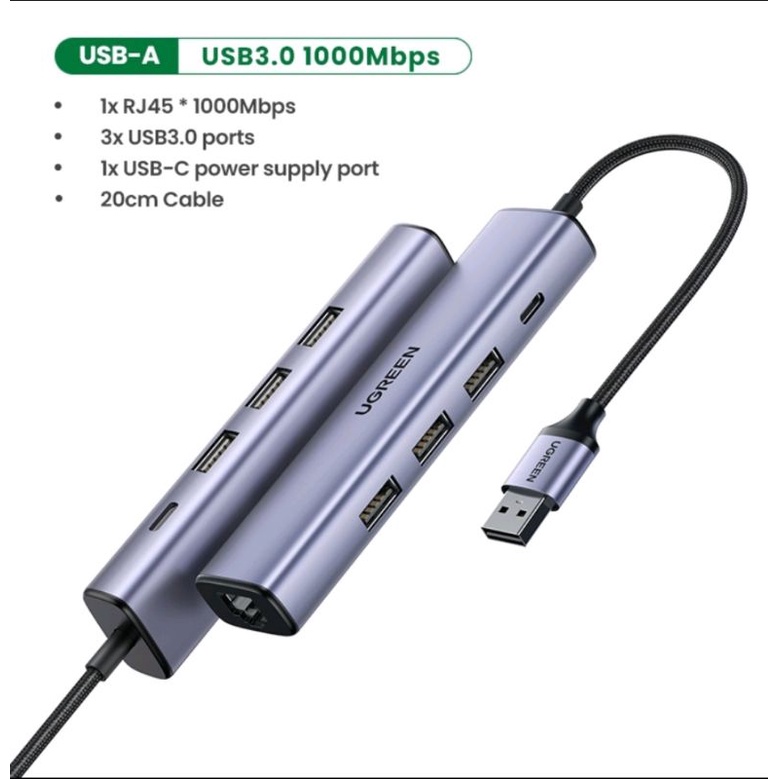 Ugreen Usb 3.0 to LAN RJ45 Ugreen Hub Ethernet 1000mbps for Laptop Mi Box S Original