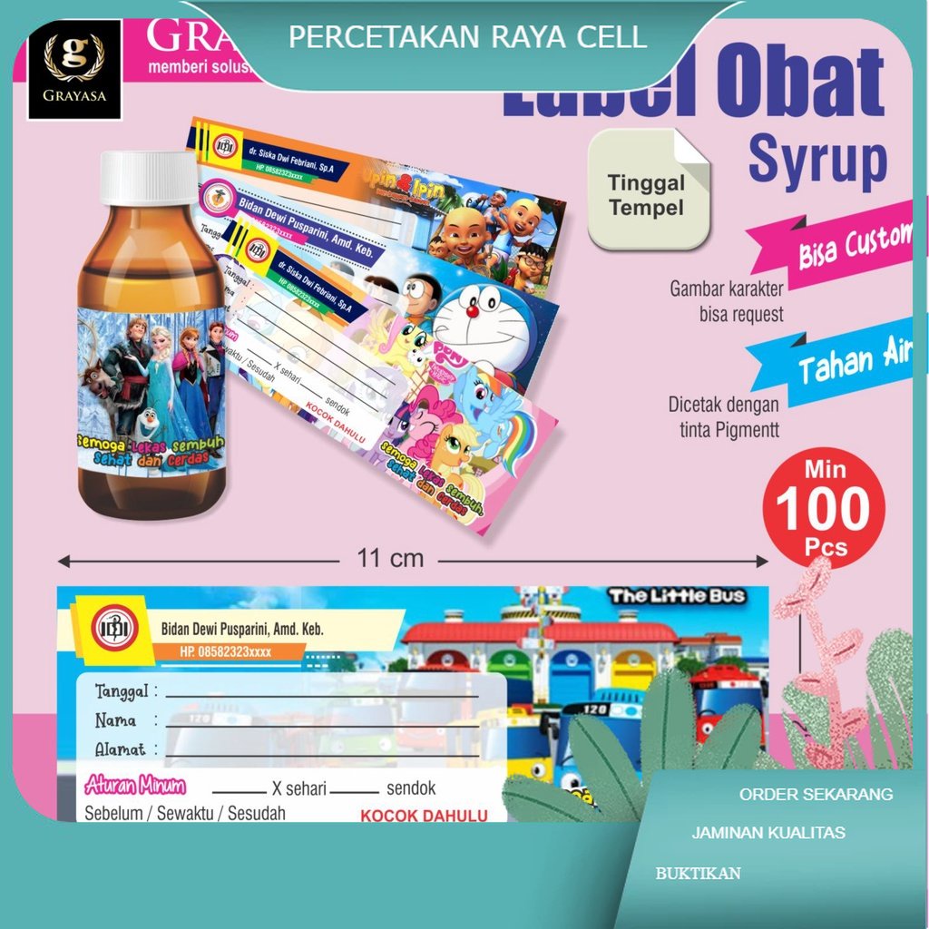 

Label obat syrup / Etiket obat syrup / Stiker label obat / Stiker label obat sirup