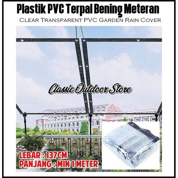 Tirai Plastik Bening Penahan Air Hujan / Krei Pvc Outdoor Meteran