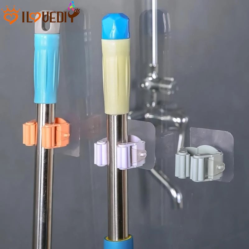 Gantungan Pipa Hisap Kamar Mandi Kait Tanpa Jejak Sikat Sapu Gantungan Kualitas Tinggi Rumah Rak Penyimpanan Dinding Mop Organizer Holder Waterproof Broom Hanger