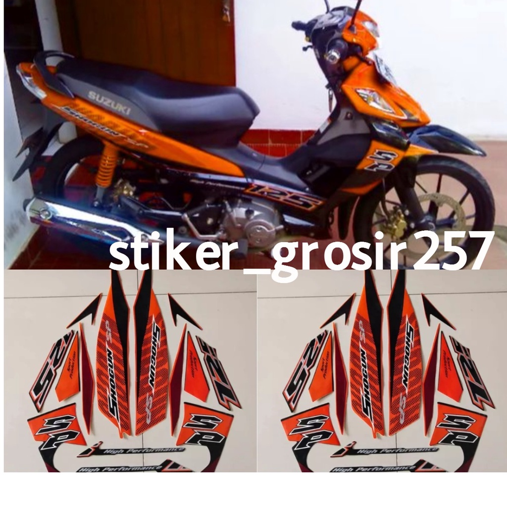 STIKER STRIPING LIS BODY SHOGUN SP 125 2008 2009 OREN HITAM STANDAR
