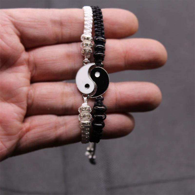 2pcs Gelang Couple Persahabatan Best Friend Bracelets Yin Yang Tai Chi Kalung Gelang Set Perhiasan Untuk Wanita