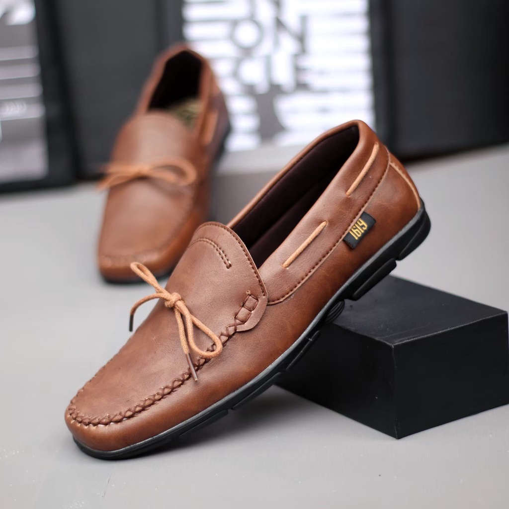 Sepatu Slip On Pria Modis Kasual Original Handmade Kulit Asli Premium Selop Slop Cowok Korea Keren OOTD Kekinian