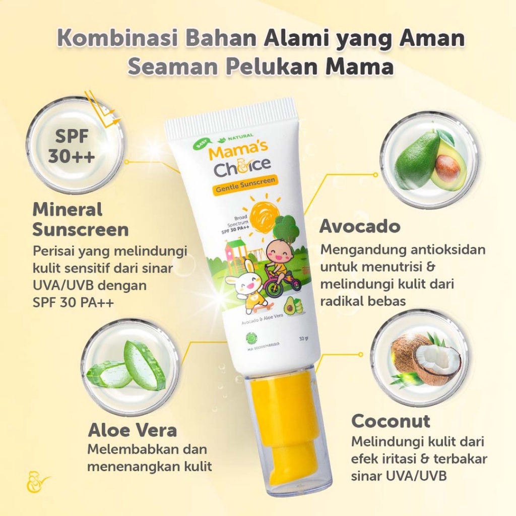 MAMA'S CHOICE Baby Gentle Sunscreen Face &amp; Body 30gr / Mamas Choice Sunscreen Bayi Anak SPF30++ / BANDUNG