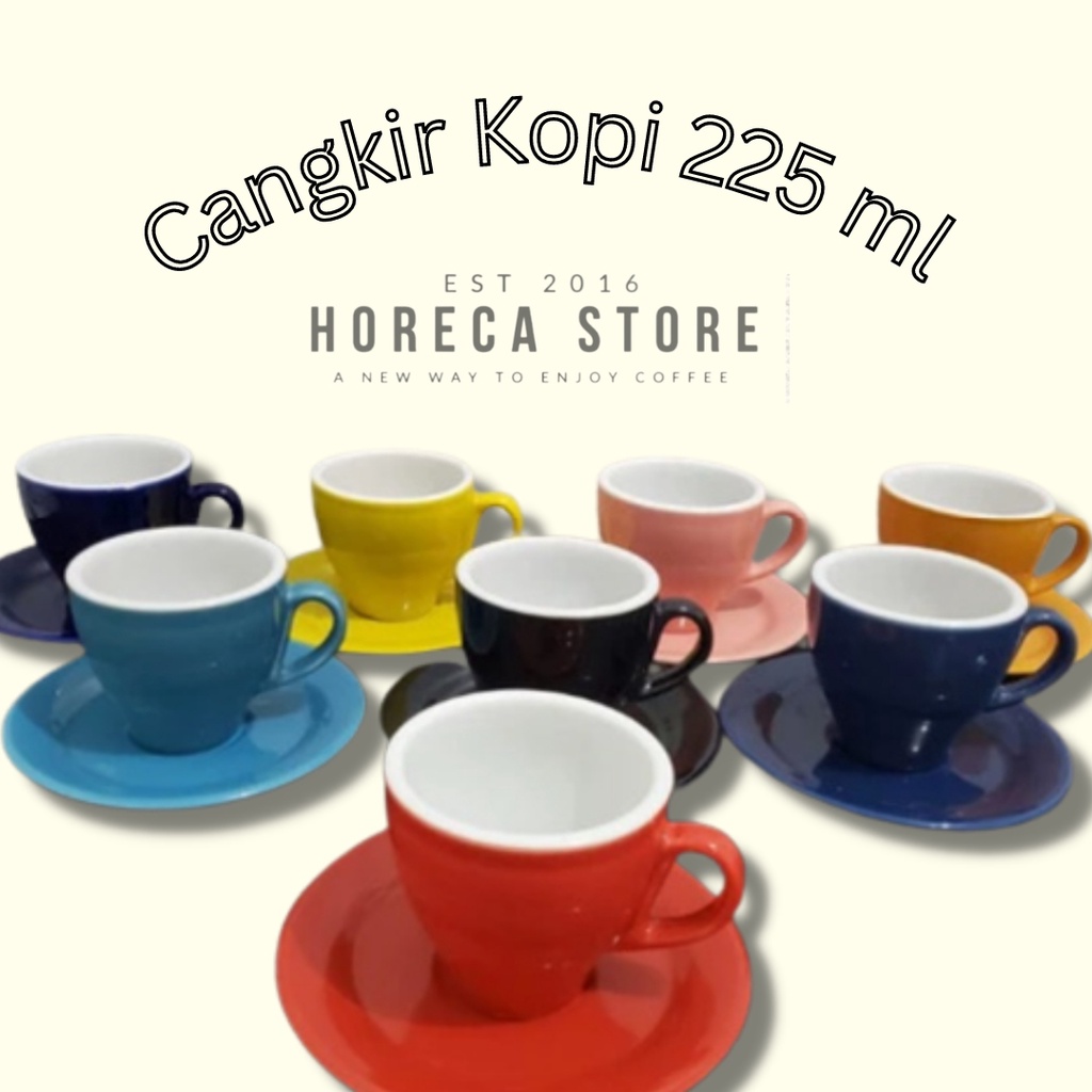 Jual Cangkir Kopi Keramik 225 Ml Dengan Tatakan Saucer Tulip Cup Gelas Latte Cappucino