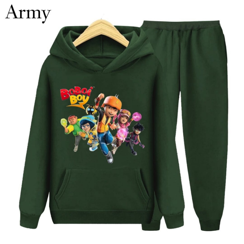 Hzl_outfit Setelan Sweater Hoodie Team Boboiboy Anak Laki Laki S.M.XL