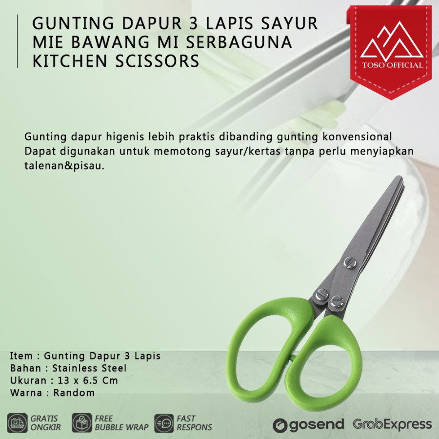 

GUNTING DAPUR 3 LAPIS GUNTING DAUN BAWANG GUNTING SAYUR LAYER SCISSORS